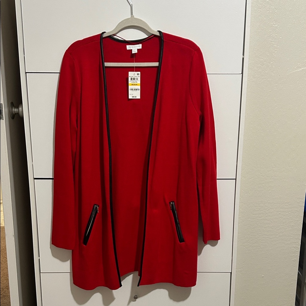 Charter Club Red Open Front Cardigan